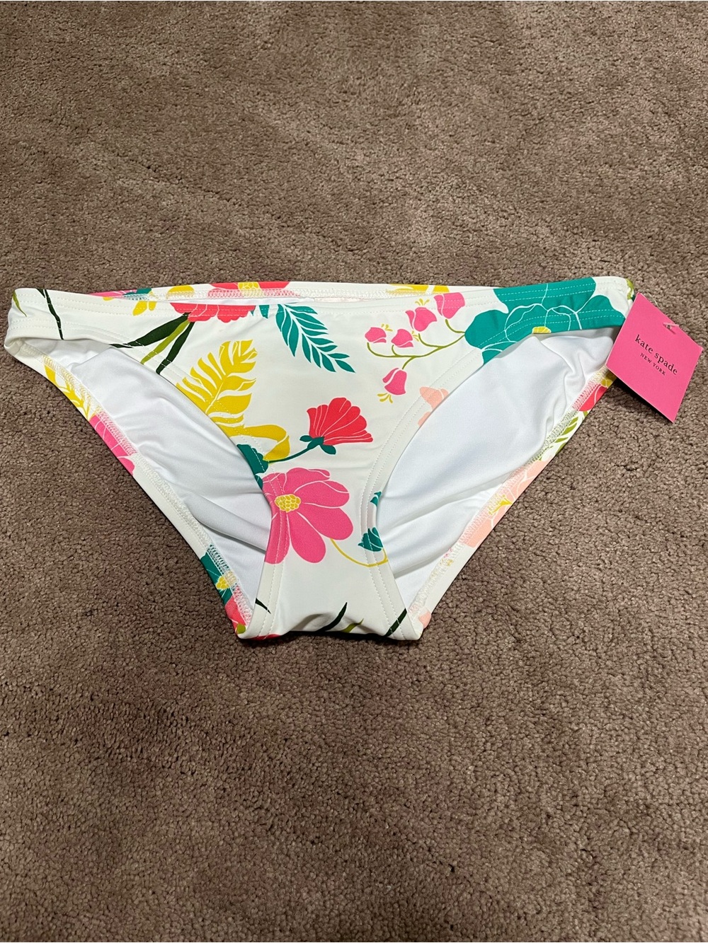 kate spade Floral Bikini Bottoms - White with Pink & Teal Accents